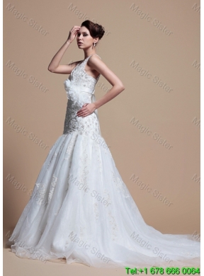 2016 Beautiful A Line V Neck Wedding Dresses with Hand Made Flowers