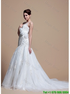 2016 Beautiful A Line V Neck Wedding Dresses with Hand Made Flowers