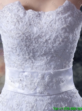 2016 Custom Made Mermaid Strapless Lace Wedding Dresses with Appliques