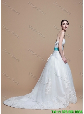 2016 Wonderful A Line Sweetheart Appliques Wedding Dresses with Belt