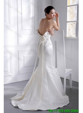 Cheap Court Train Appliques and Beading Wedding Dresses in Mermaid