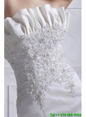 Cheap Court Train Appliques and Beading Wedding Dresses in Mermaid