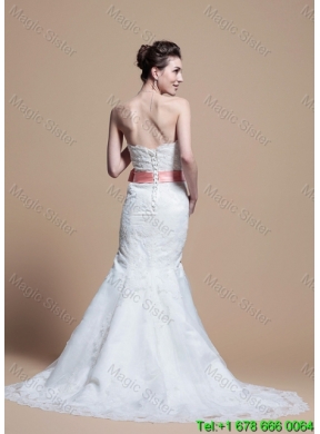 Custom Made Mermaid Strapless Wedding Dresses with Court Train