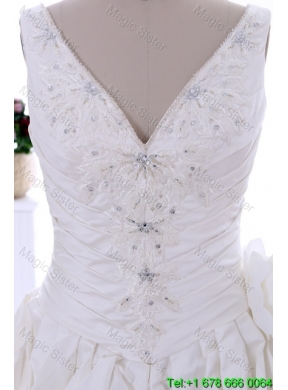 Latest 2016 Beading Appliques Wedding Dress with Court Train