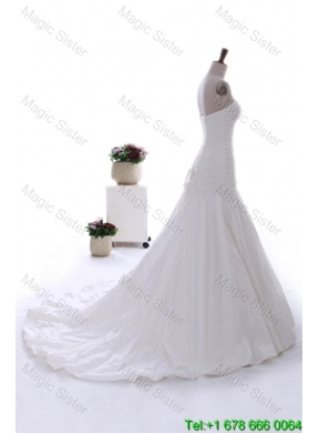 Lovely Beading White Wedding Dress with Court Train for 2016