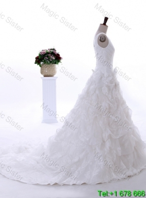 Most Popular Ruffles Wedding Dresses with Court Train