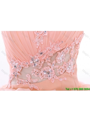 Pretty A Line One Shoulder Ruffles Wedding Gowns in Watermelon Red
