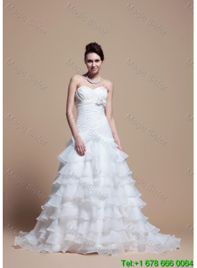 2016 Custom Made A Line Strapless Wedding Dresses with Ruffled Layer