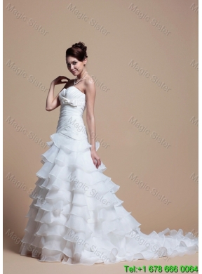 2016 Custom Made A Line Strapless Wedding Dresses with Ruffled Layer