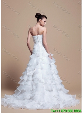 2016 Custom Made A Line Strapless Wedding Dresses with Ruffled Layer