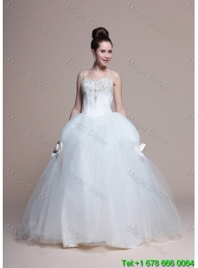 2016 Perfect A Line Straps Beading Wedding Dresses with Bowknot