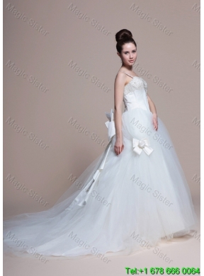 2016 Perfect A Line Straps Beading Wedding Dresses with Bowknot