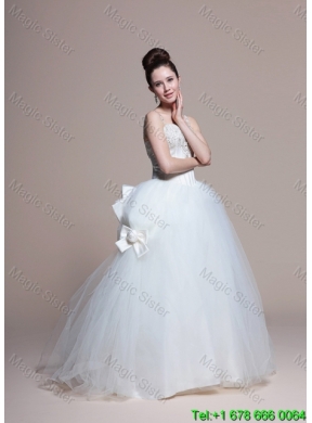 2016 Perfect A Line Straps Beading Wedding Dresses with Bowknot