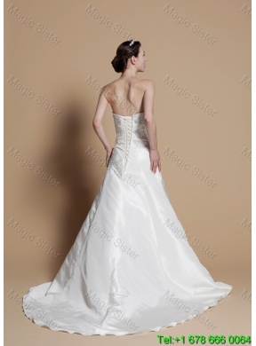 Classical A Line Strapless Wedding Gowns with Beading and Appliques