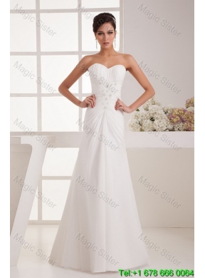 Classical Column Sweetheart Wedding Dresses with Brush Train