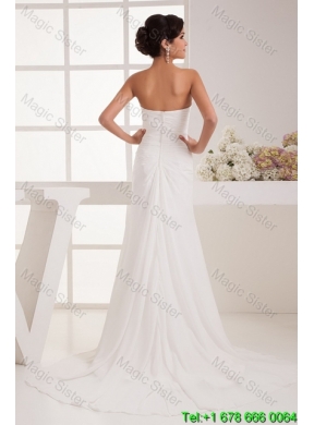 Classical Column Sweetheart Wedding Dresses with Brush Train