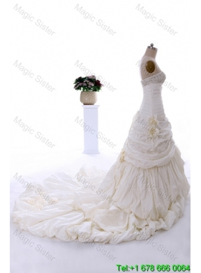 Classical Court Train Wedding Dress with Beading