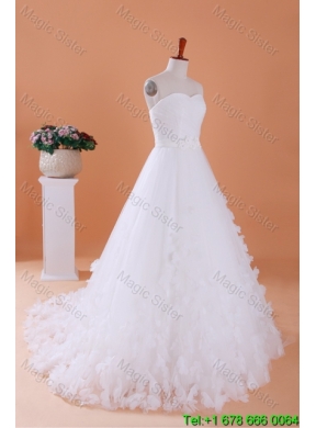 Custom Made A Line Sweetheart Wedding Dresses with Appliques