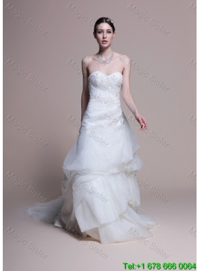 Elegant A Line Sweetheart Court Train Wedding Dresses