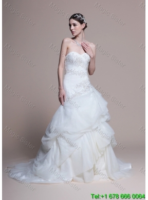 Elegant A Line Sweetheart Court Train Wedding Dresses