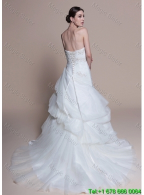 Elegant A Line Sweetheart Court Train Wedding Dresses