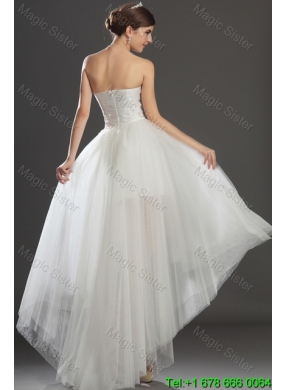 Fashionable Beading and Appliques High Low Wedding Dresses in Tulle