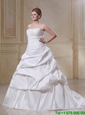 Plus Size A Line Strapless Appliques Wedding Dresses