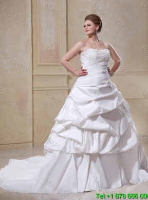 Plus Size A Line Strapless Appliques Wedding Dresses