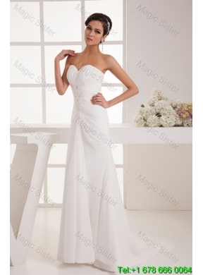 Remarkable Beading White Wedding Dress with Court Train for 2016