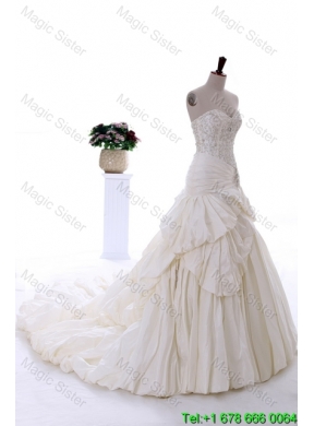 Beautiful Beading Wedding Gowns with Court Train