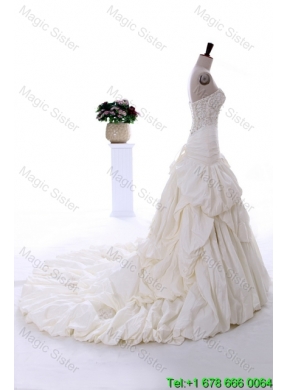 Beautiful Beading Wedding Gowns with Court Train