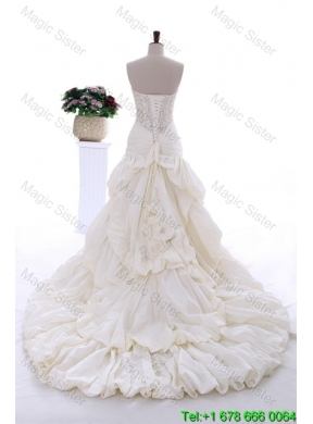 Beautiful Beading Wedding Gowns with Court Train