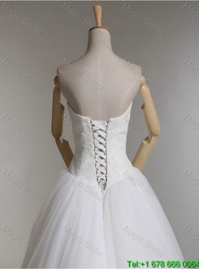 Elegant A Line Strapless Wedding Dresses with Appliques