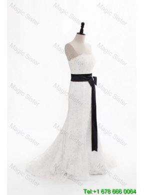 Perfect Column Strapless Wedding Dresses with Beading and Belt