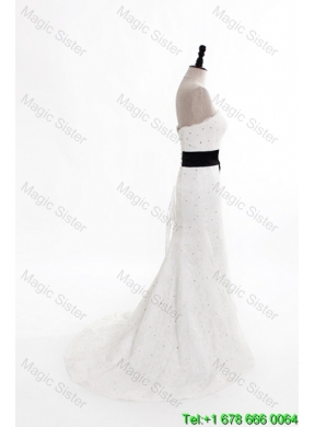 Perfect Column Strapless Wedding Dresses with Beading and Belt