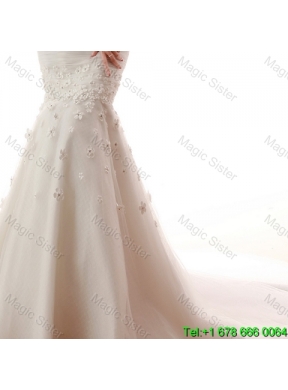 2016 Pretty Mermaid Hand Made Flowers Wedding Gowns with Court Train