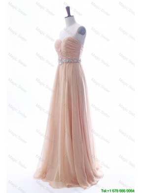 Most Popular Beading Long Prom Dresses in Peach for 2016 Summer