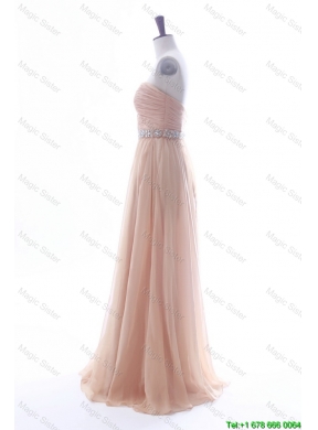 Most Popular Beading Long Prom Dresses in Peach for 2016 Summer