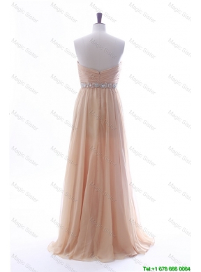 Most Popular Beading Long Prom Dresses in Peach for 2016 Summer