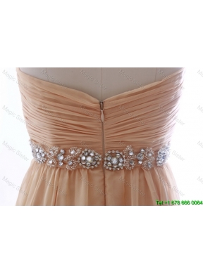 Most Popular Beading Long Prom Dresses in Peach for 2016 Summer