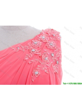 2016 Fall Empire One Shoulder Brush Train Prom Dresses in Watermelon