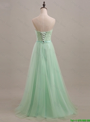 Exquisite 2016 Summer Apple Green Prom Dresses with Sweep Train