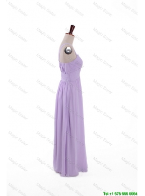 Most Popular 2016 Straps Lavender Long Prom Dresses with Ruching