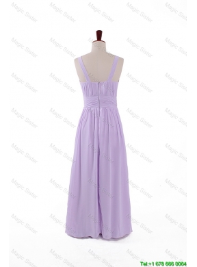 Most Popular 2016 Straps Lavender Long Prom Dresses with Ruching