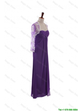 Pretty Empire Strapless Prom Dresses with Ruching in Eggplant Purple