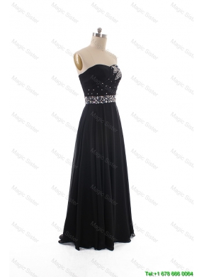 Simple Empire Strapless Beaded Prom Dresses in Black