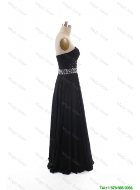 Simple Empire Strapless Beaded Prom Dresses in Black