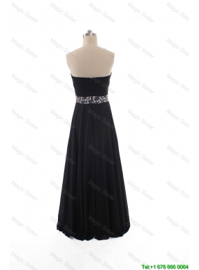 Simple Empire Strapless Beaded Prom Dresses in Black