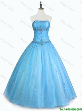 2016 Custom Made Strapless Ball Gown Sweet 16 Dresses with Beading