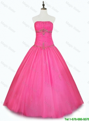 2016 Custom Made Strapless Ball Gown Sweet 16 Dresses with Beading